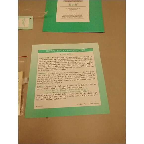 ASHTON DRAKE GALLERIES BETH LITTLE WOMEN PORCELAIN DOLL WENDY LAWTON IN BOX - Picture 6 of 9